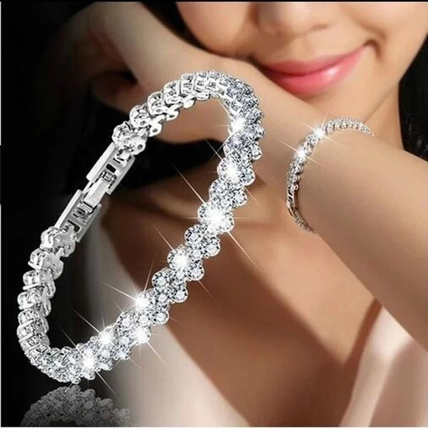 Luxury Love Braided Leaf Bracelet Charm Crystal Wedding Bracelets for Women Anniversary Valentines Day Gifts Aesthetic Jewelry