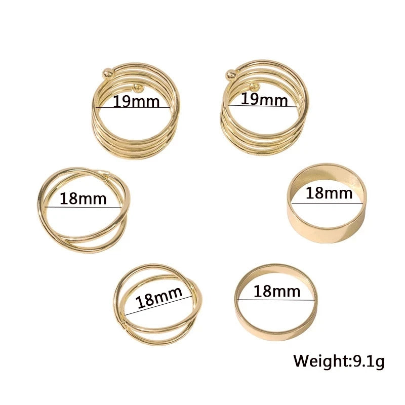5pcs/set Ring Female Japanese Korean Style Simple Three Pearl Wavy Combination Ring Personality Ring Net Red Tail Ring Jewelry